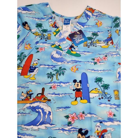 Disney NWT Mickey Mouse Hawaii Surf Scrubs Size M - Picture 1 of 4
